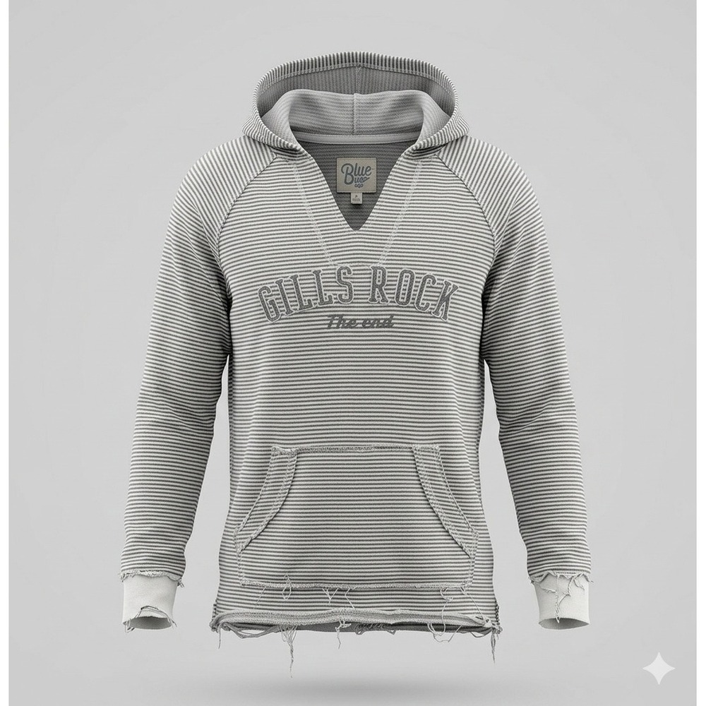 Blue 84 Gillsrock Women's Gray Striped Long Sleeve Light Weight Hoodie. Size M